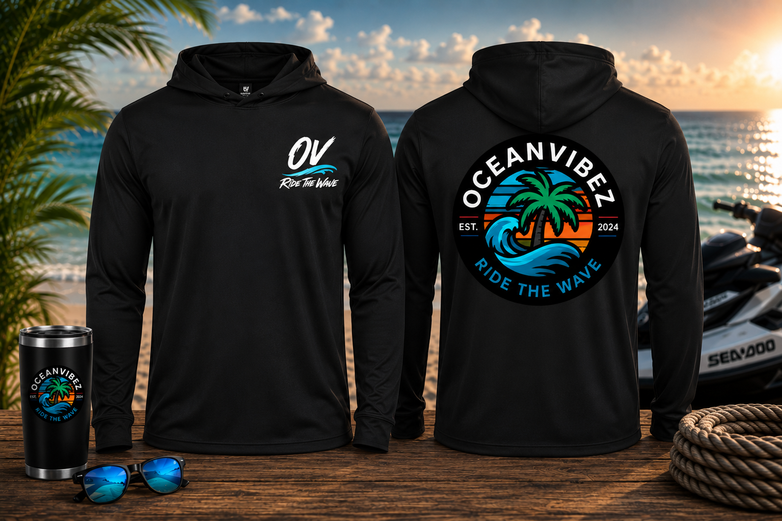 OceanVibez Performance Hooded T-Shirt - Imagen 3