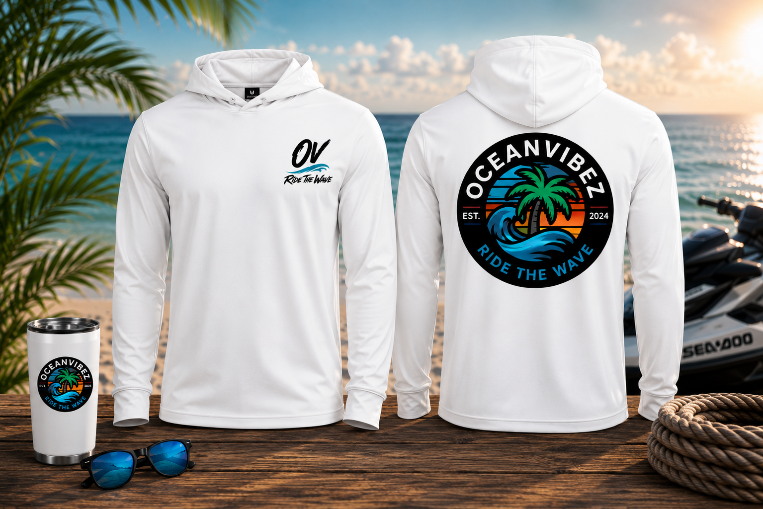 OceanVibez Performance Hooded T-Shirt - Imagen 4