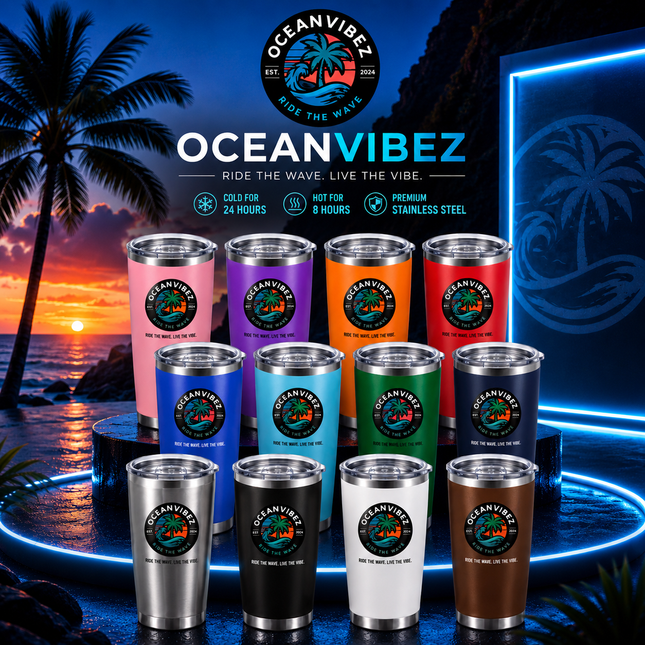OceanVibez Premium Tumblers 20oz