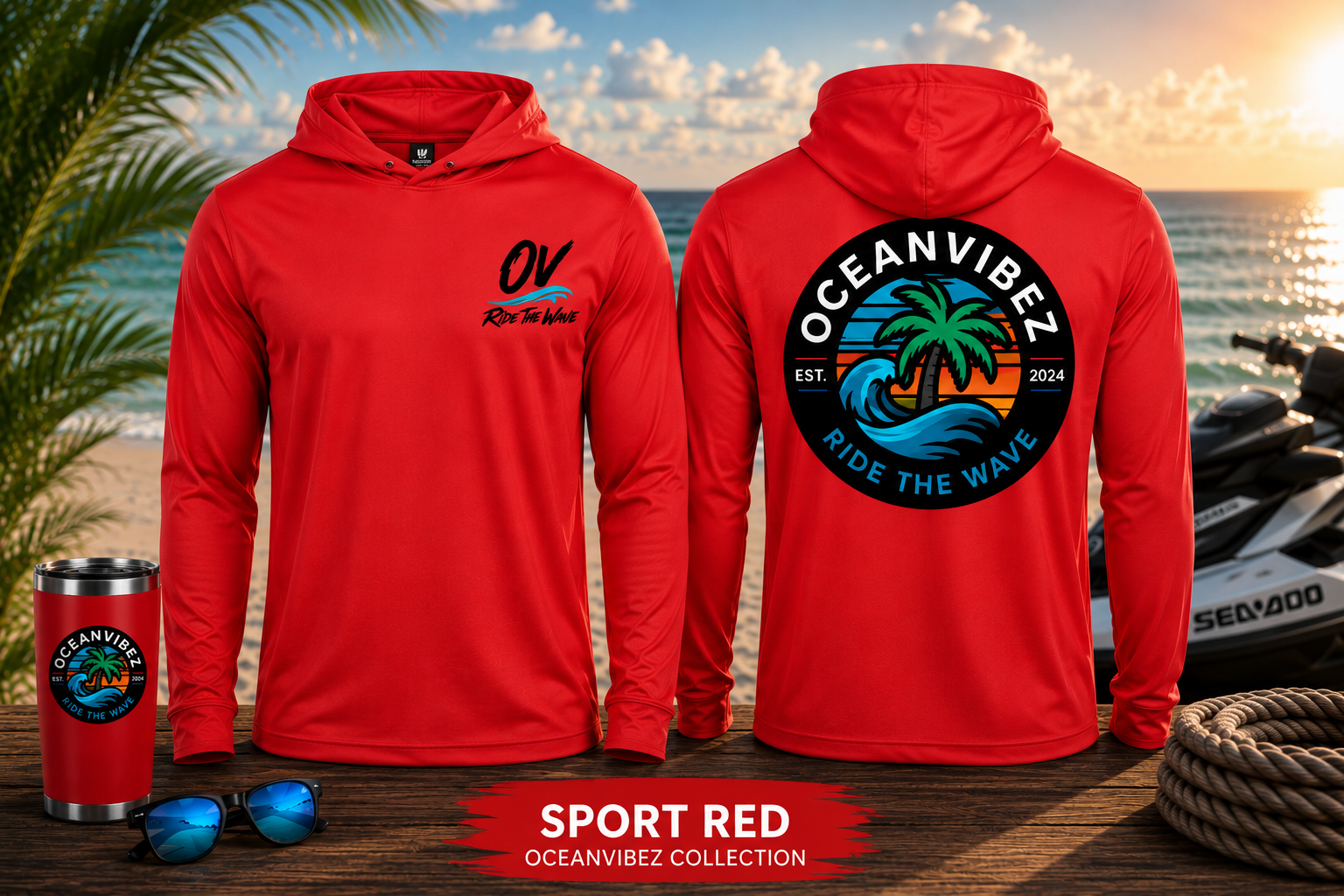 OceanVibez Performance Hooded T-Shirt - Imagen 2