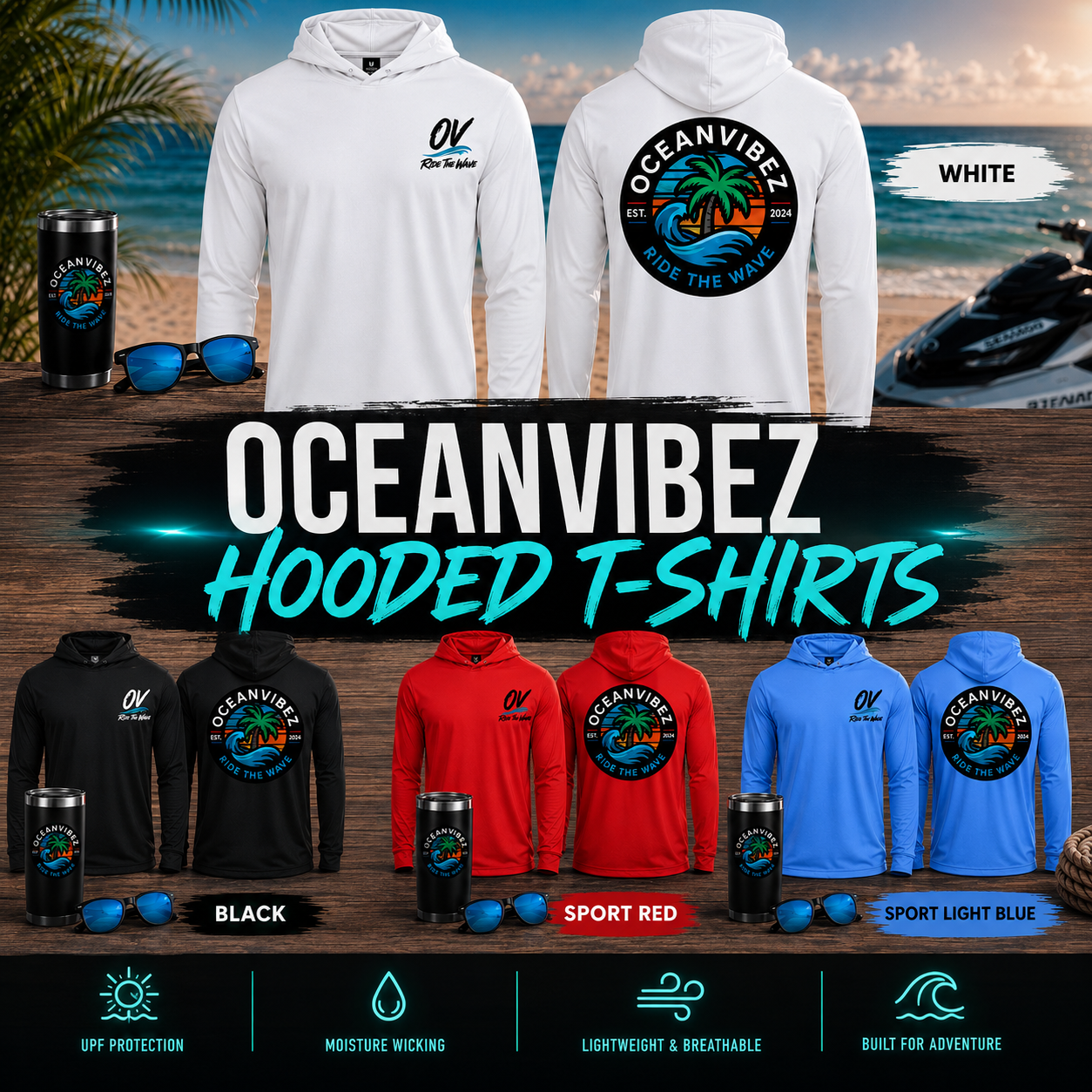 OceanVibez Hooded T-Shirts