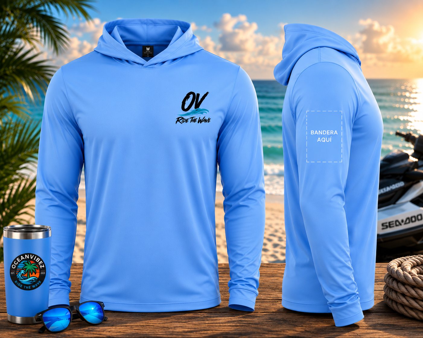 OceanVibez Performance Hooded T-Shirt